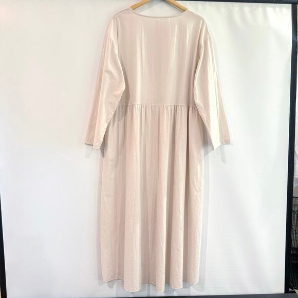 Buddha Trends Maxi Dress Size XL Mia Oversized Pleated Beige Cotton - Picture 3 of 12